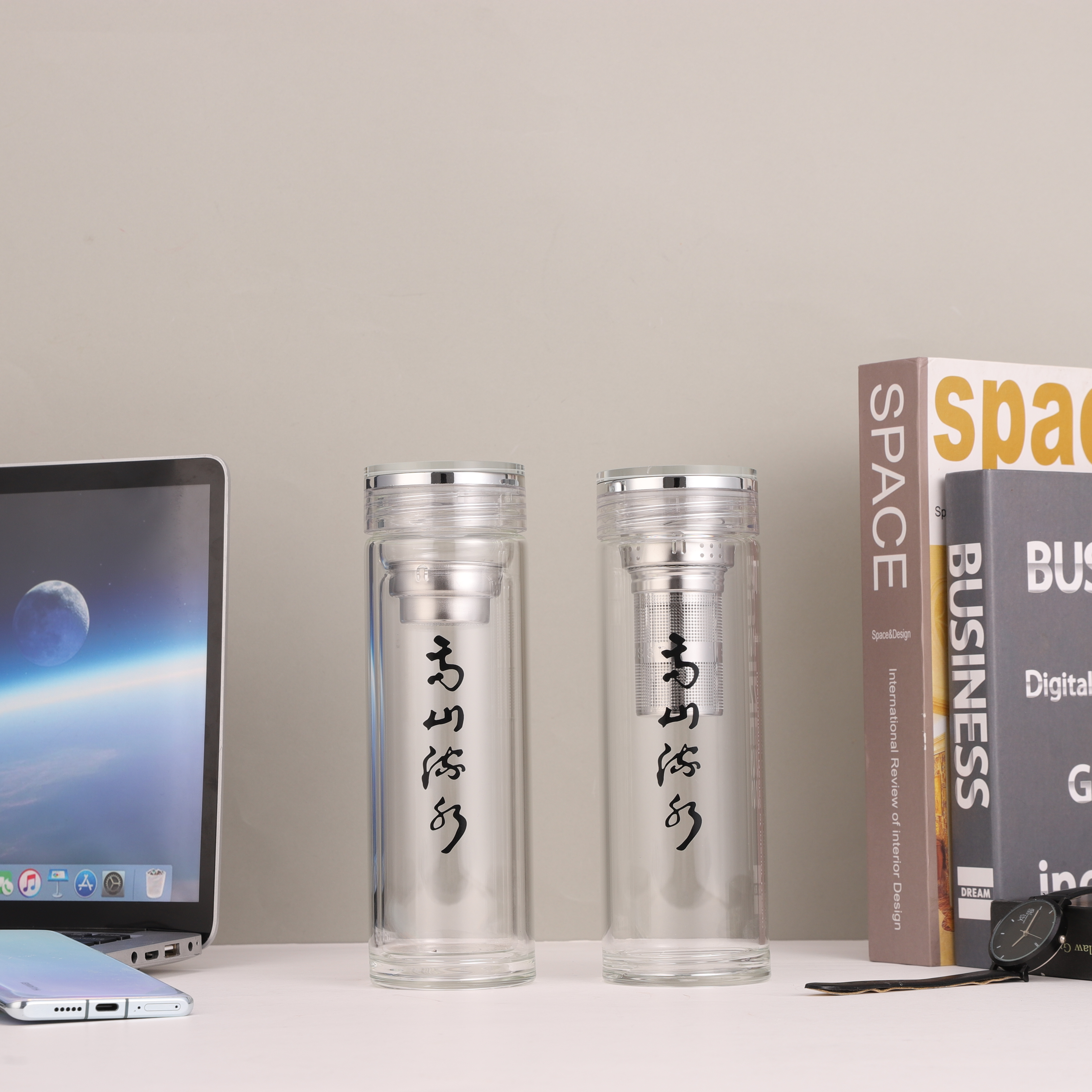 舒馨双层家用商务户外车载高硼硅玻璃杯耐高温防爆喝泡茶叶水杯子
