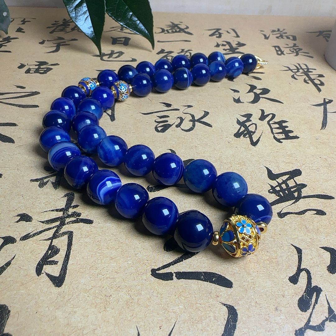 418-佳人严选正品玉石1.4蓝项链-镶嵌（多样性发货发一个）