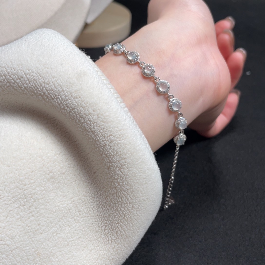 翡翠手链银S925镶嵌7369