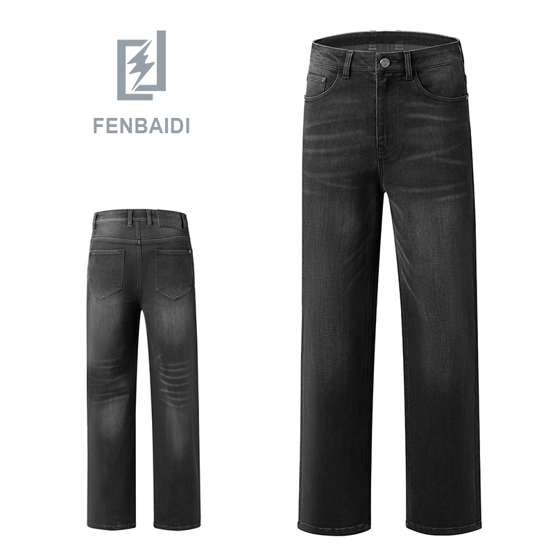 高端休闲牛仔裤男士轻奢经典中直筒简约风土耳其面料黑灰色牛仔裤