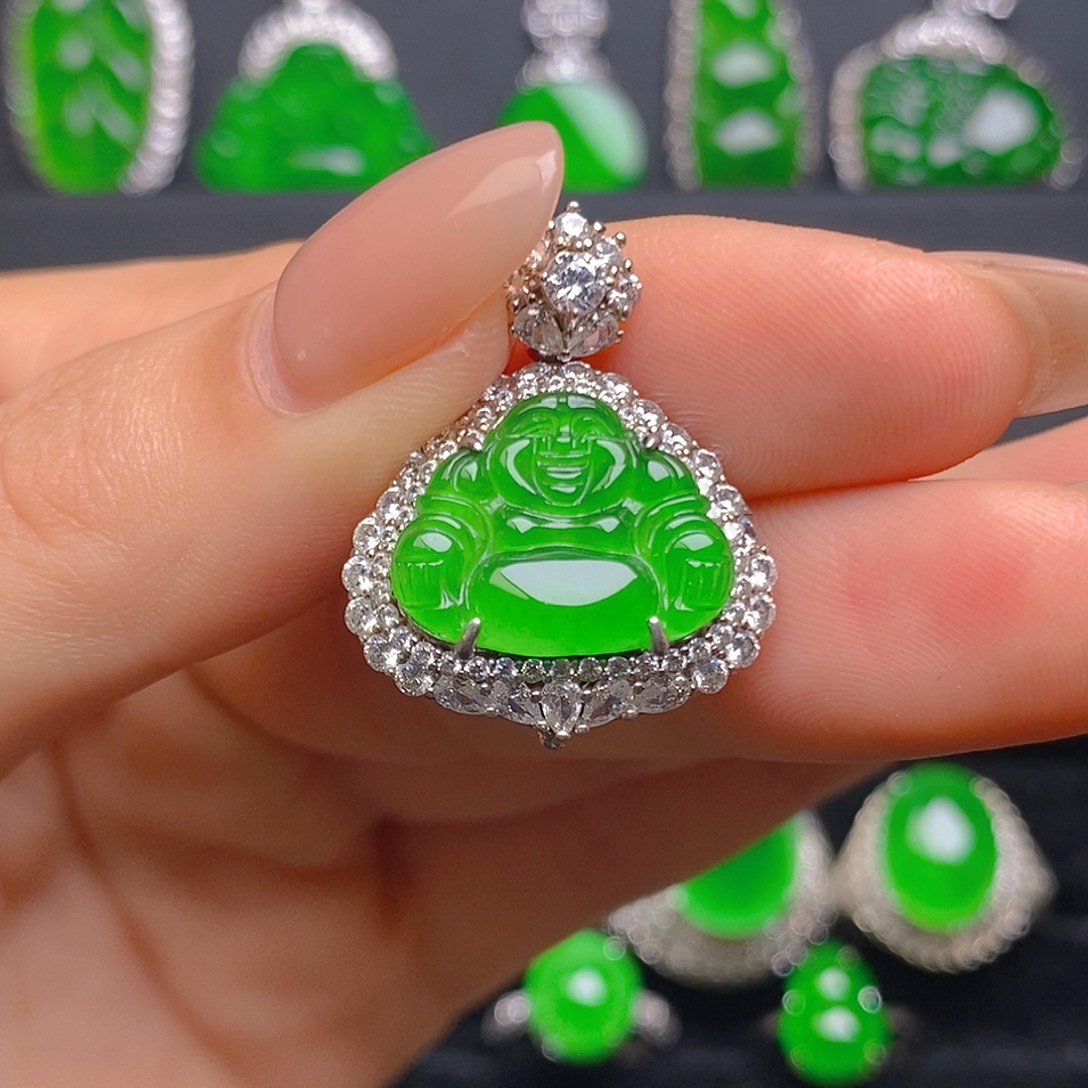 颈饰银S925镶嵌翡翠