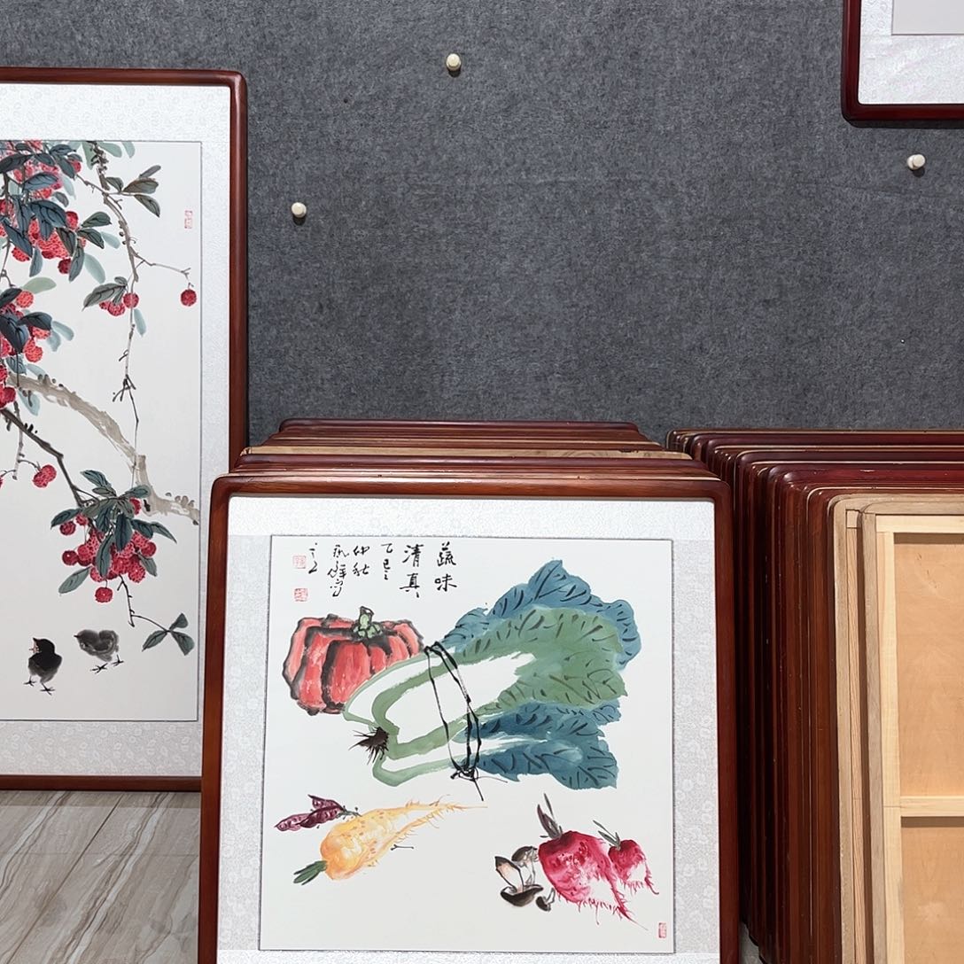 国画书画作品带框63×63