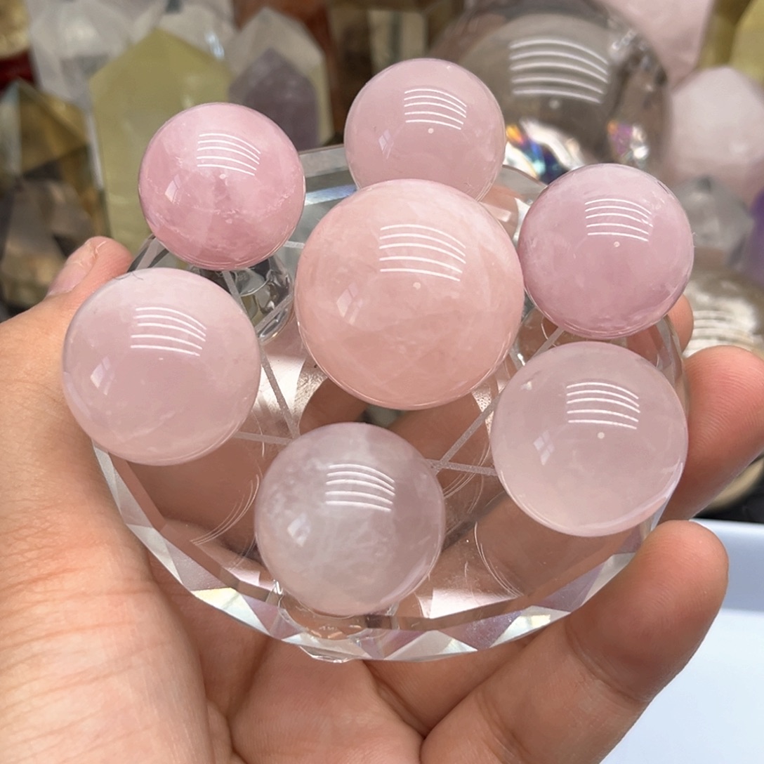 水晶未镶嵌珠宝半成品1 粉水晶七星阵22-28mm（包含盘子）