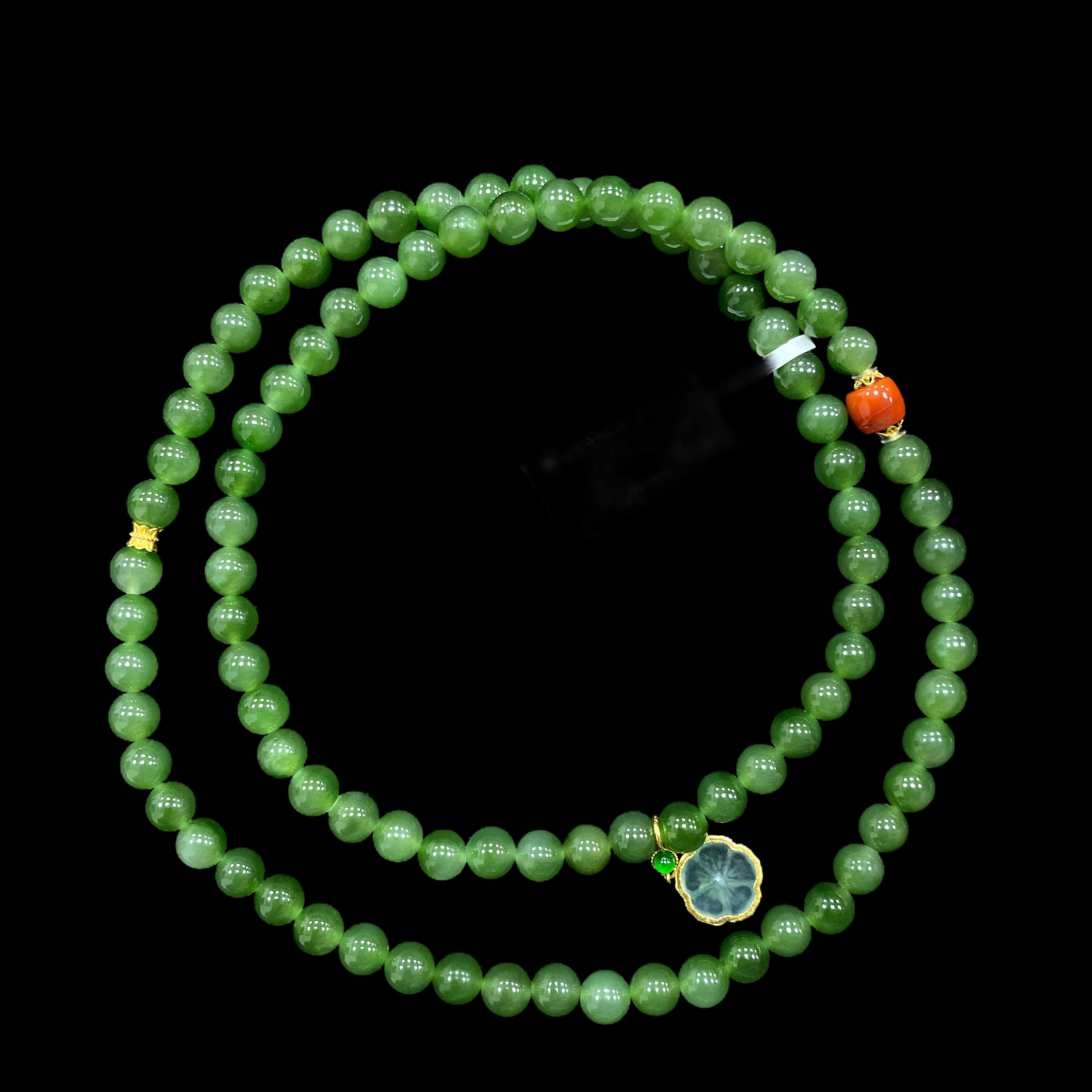 V8104碧玉手串18k孤品！