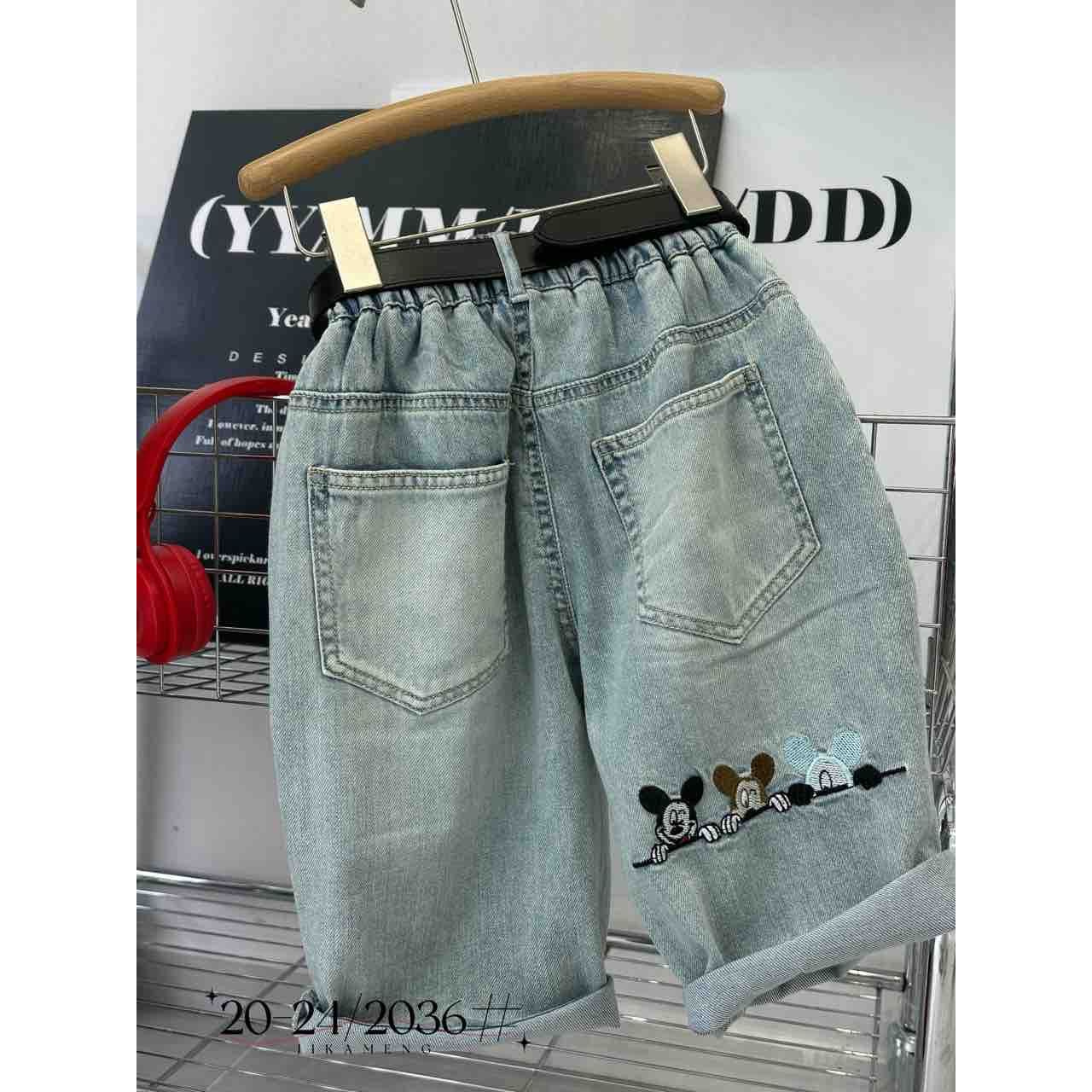 【新疆包邮】夏季新款中童米奇百搭牛仔中裤J409