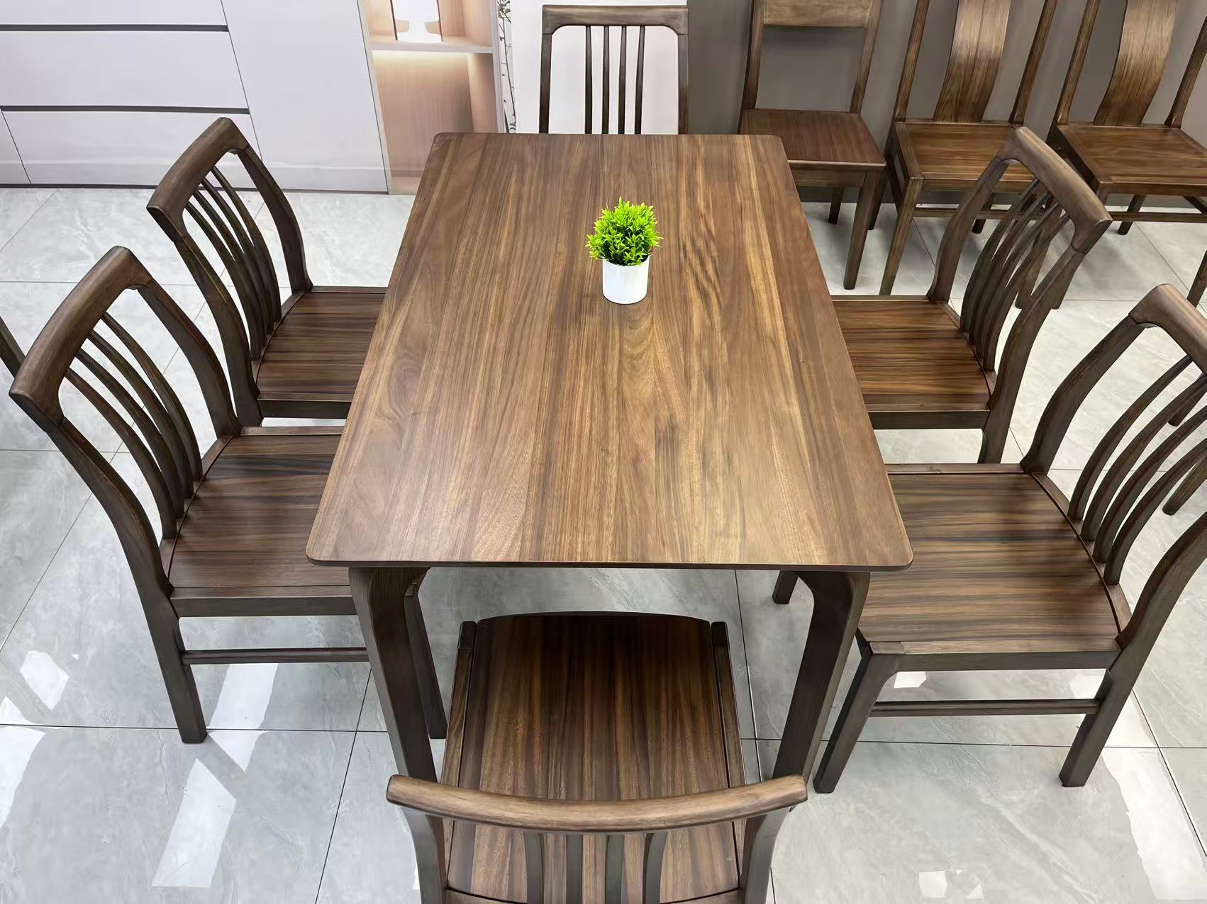 【北美黑胡桃】长方桌西餐桌家用餐桌经济型吃饭桌餐厅简约