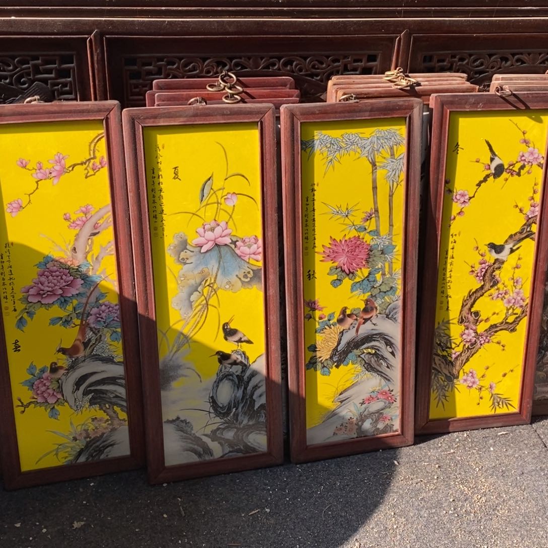 瓷55*21*4景德镇瓷板画柴窑烧制