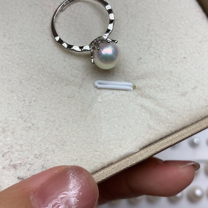 淡水珍珠戒指8.3银S925镶嵌