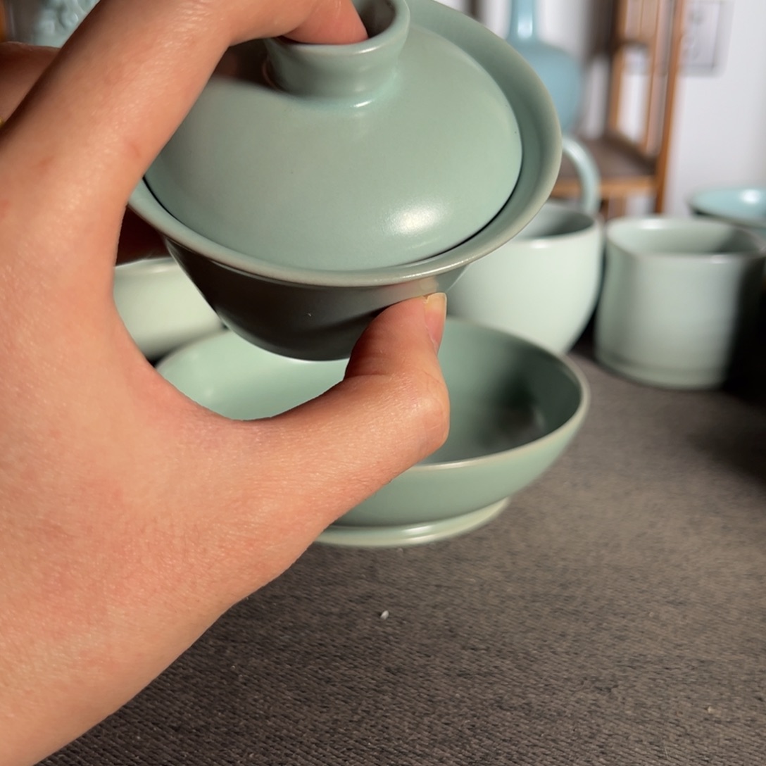 长***人瓷片王国奇老师仿古釉粉青两才