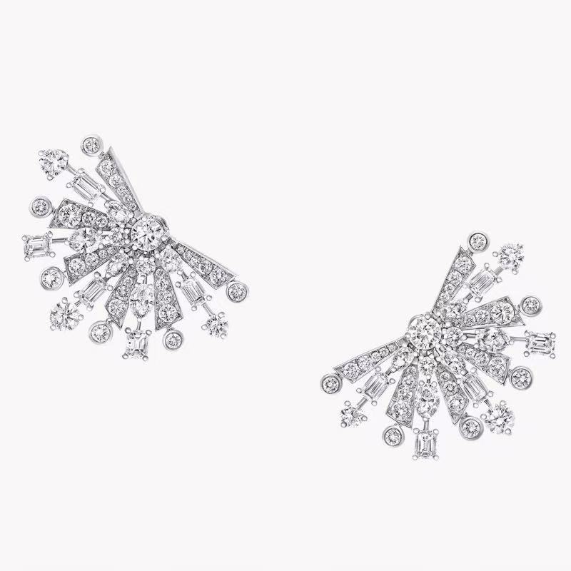 实验室培育钻石18K金烟花耳饰 CZ (定制品质48小时鉴赏期）
