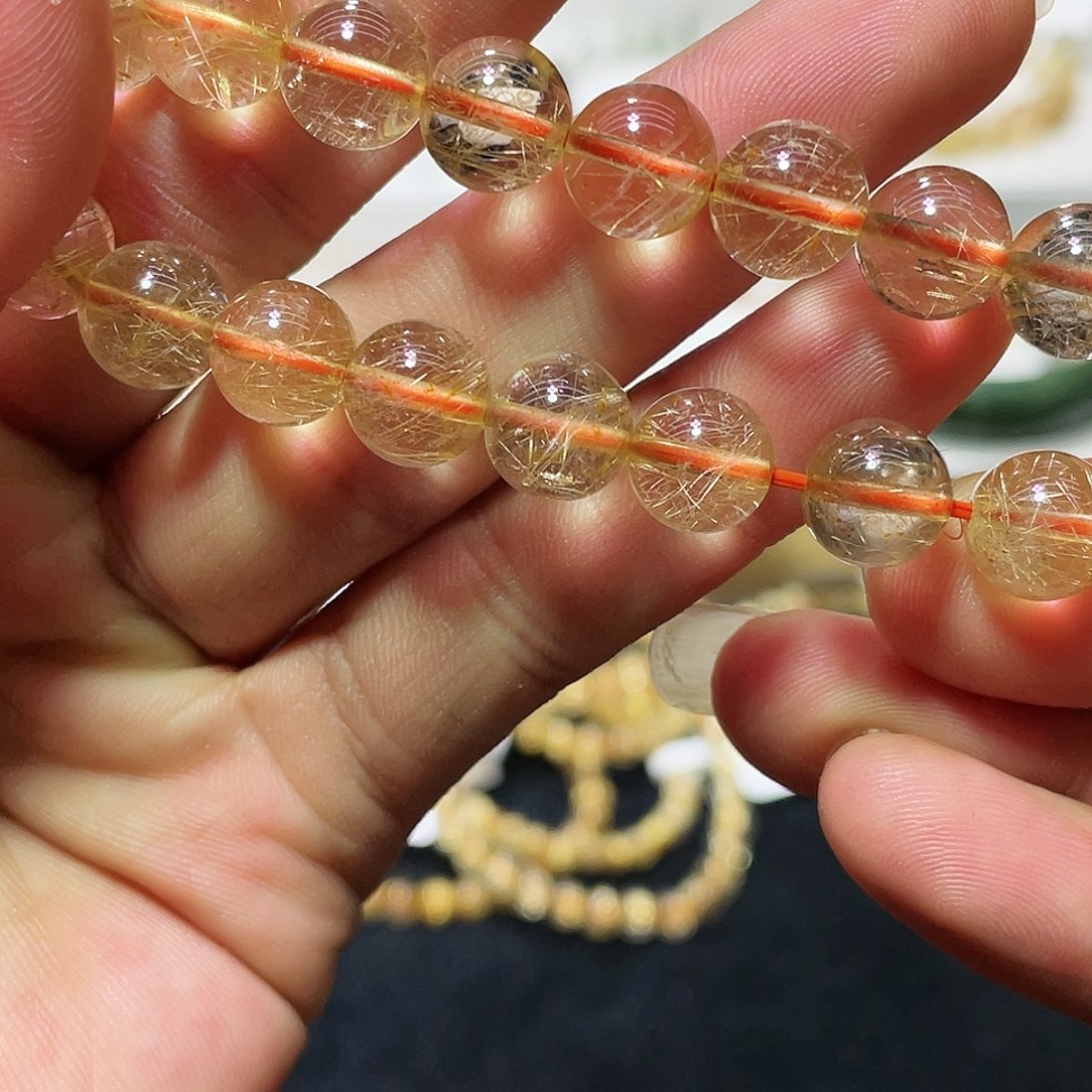 水晶手链未镶嵌金发晶9.5