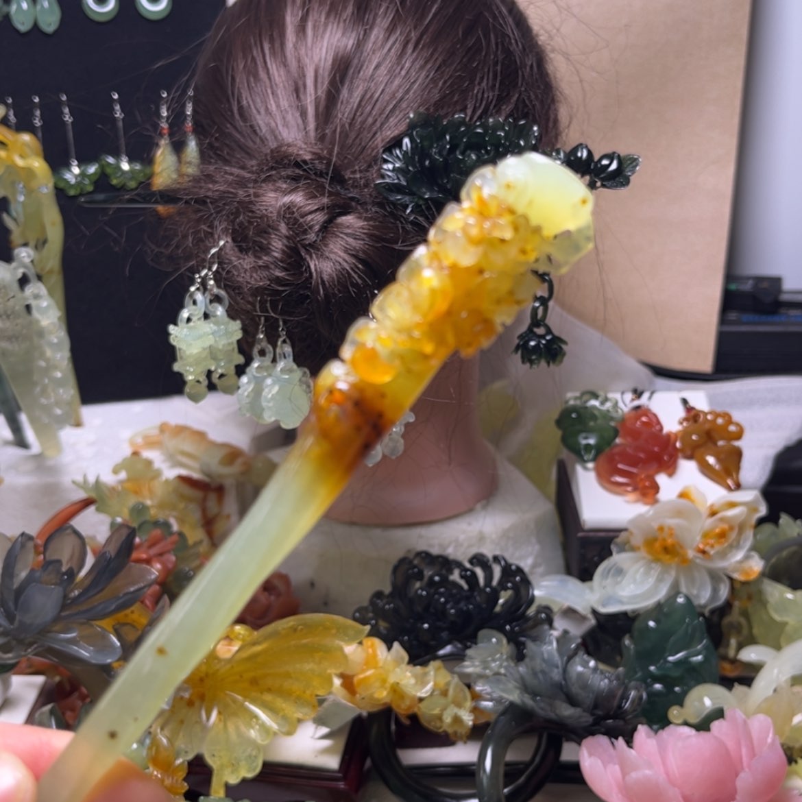 【闪购商品】合金蛇纹石玉发饰