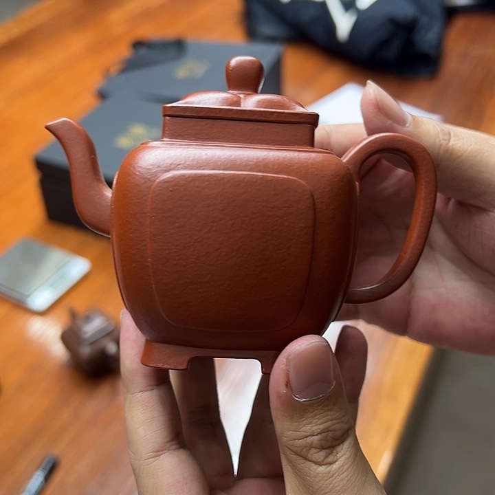 ****转茶壶紫砂朱泥四方