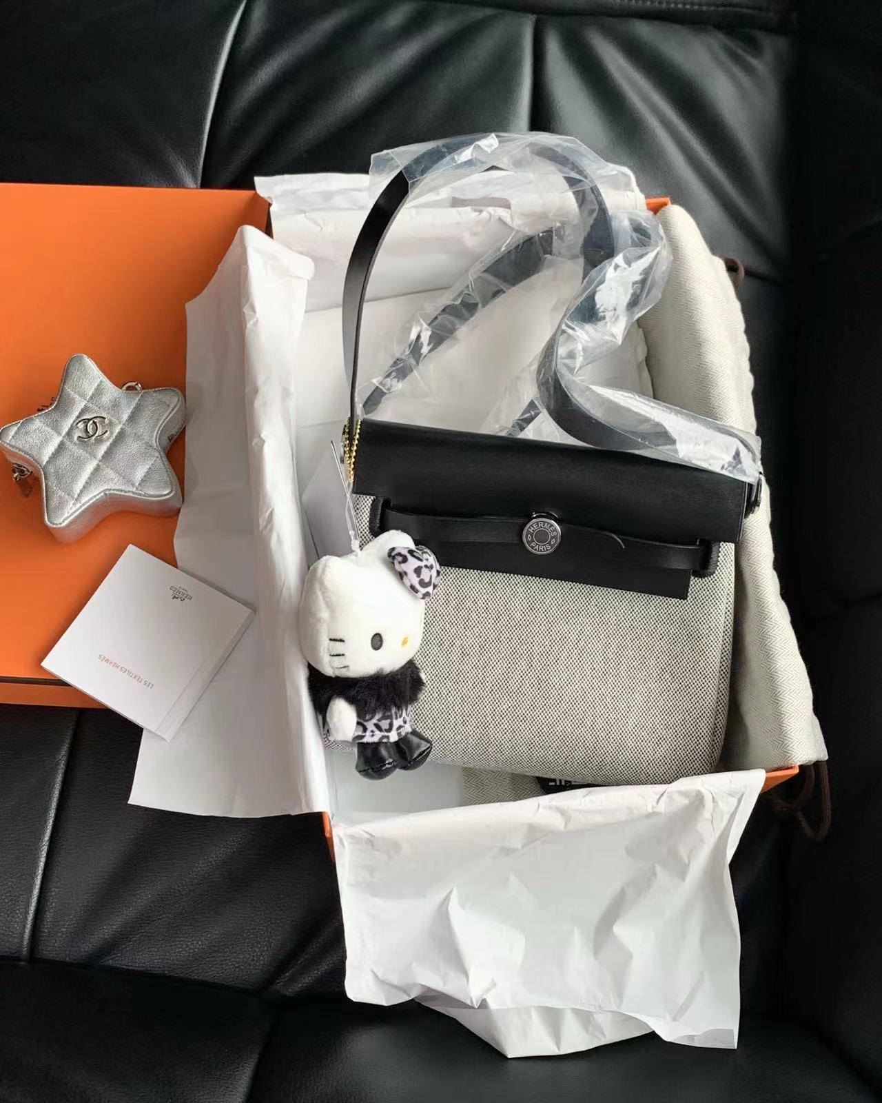 未使用 Hermes/爱马仕 黑银mini herbag包 19cm K刻 15681191