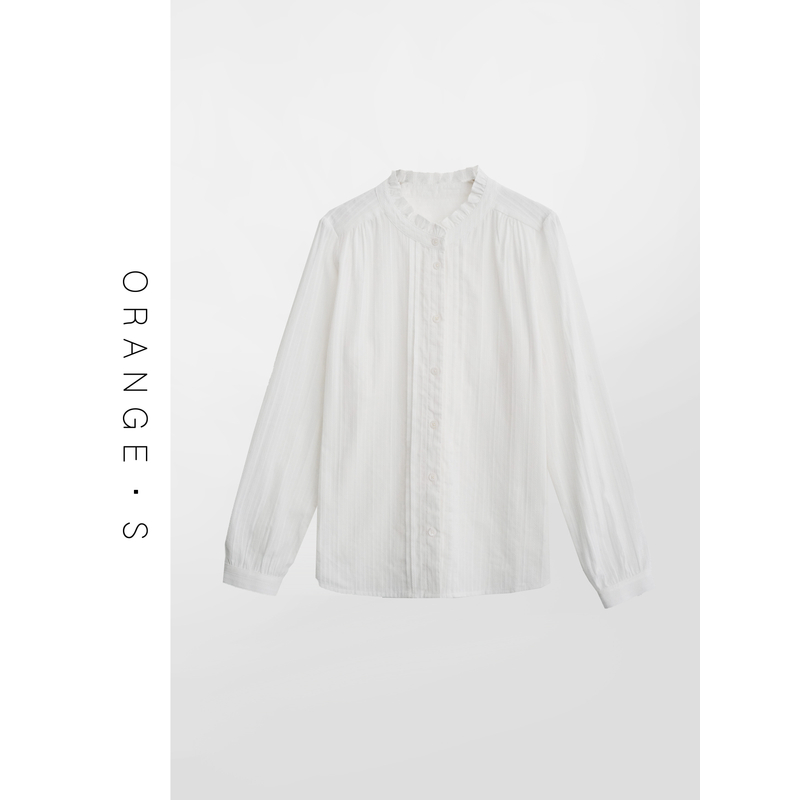 【白月皎洁】法式可单穿可叠穿衬衫！贝壳扣花边立领镂空提花衬衣