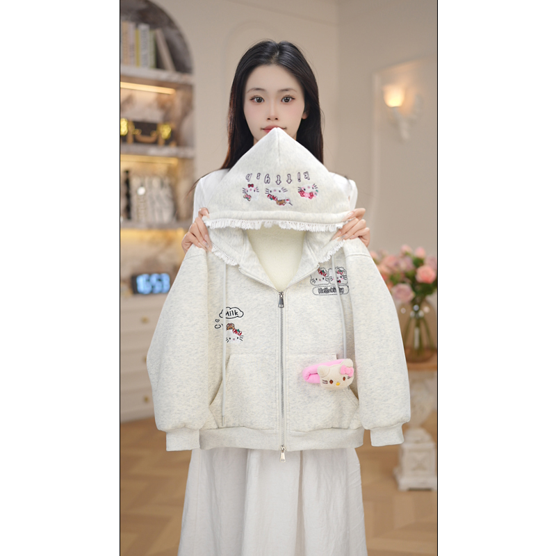 女童卫衣秋冬装2025新款儿童洋气连帽加绒加厚上衣冬季时髦潮7846