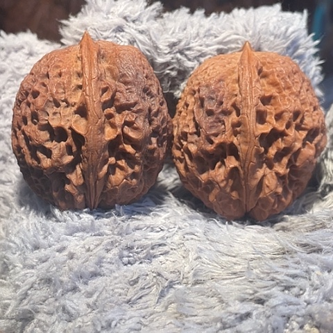 文玩核桃把件紫金锤带彩40