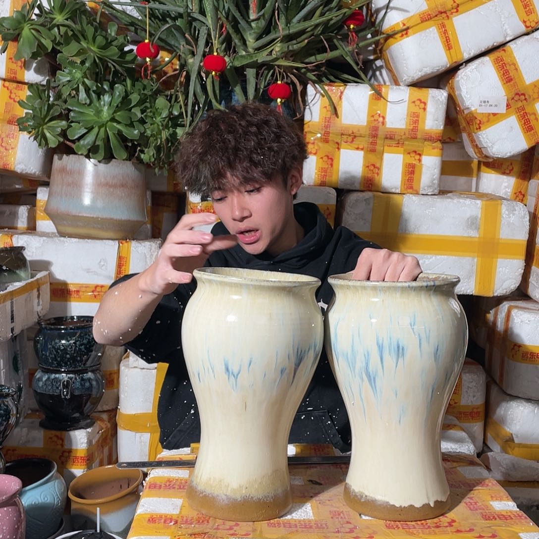 无铅玻璃宜兴紫砂花盆