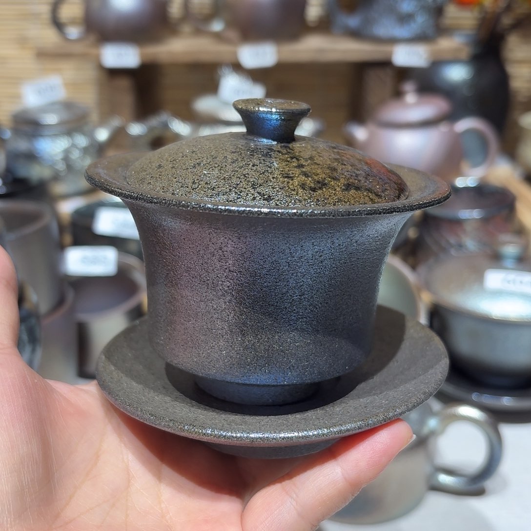 壶建水紫陶紫泥柴烧盖碗
