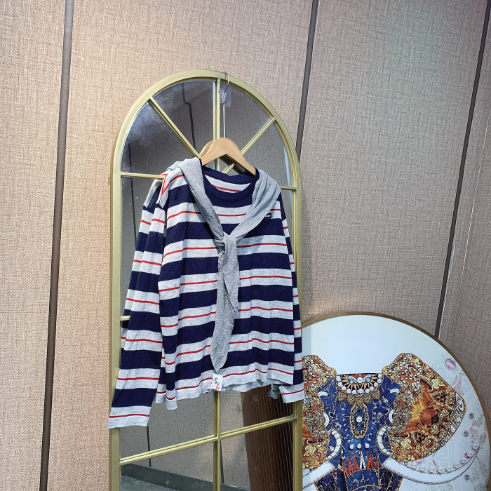 BS264孕妇蓝色条纹针织衫90-140