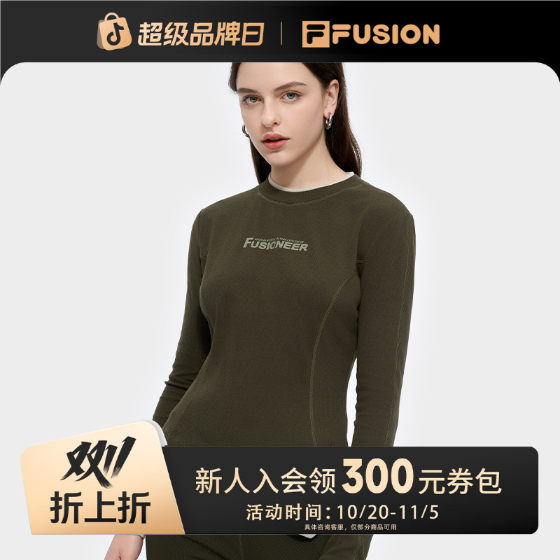 欧若风斐乐【修身显瘦】精梳棉长袖T恤女款斜角开叉秋冬季T11W51520