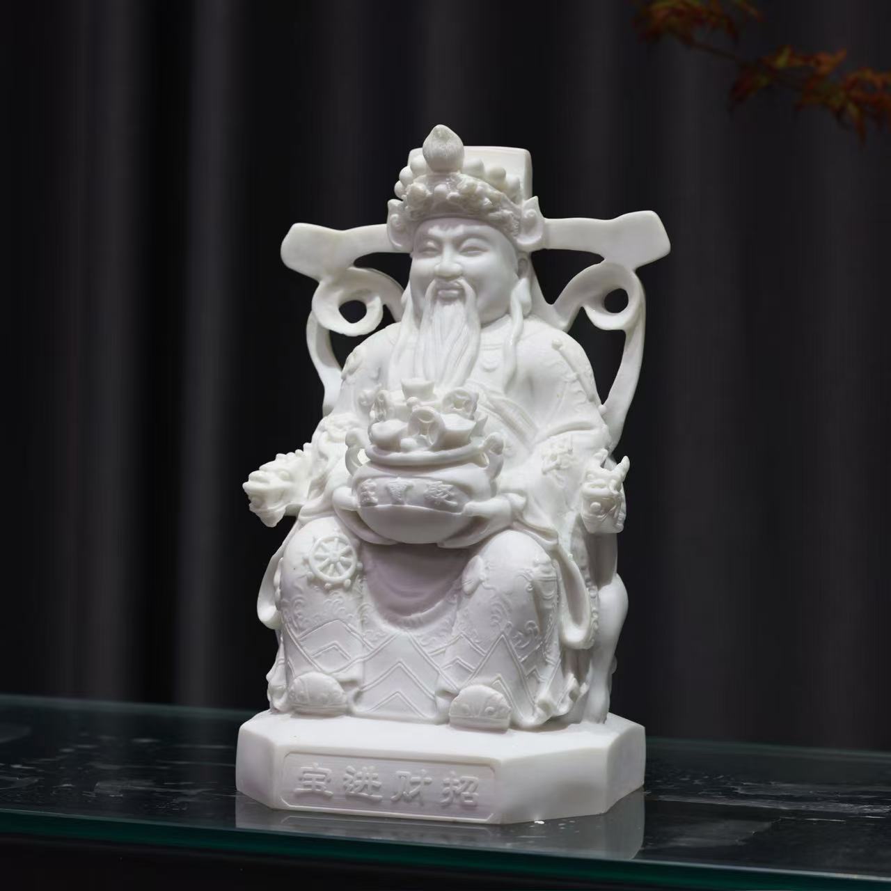 聚宝盆文财神（大）坐像汉白玉财神爷摆件适合家居公司开业