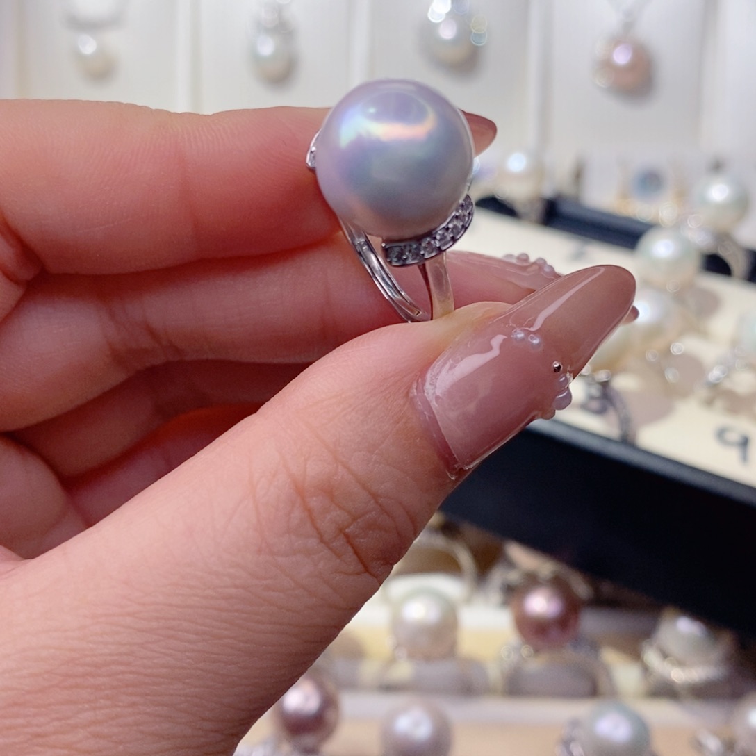 戒指银S925镶嵌淡水珍珠(****〜