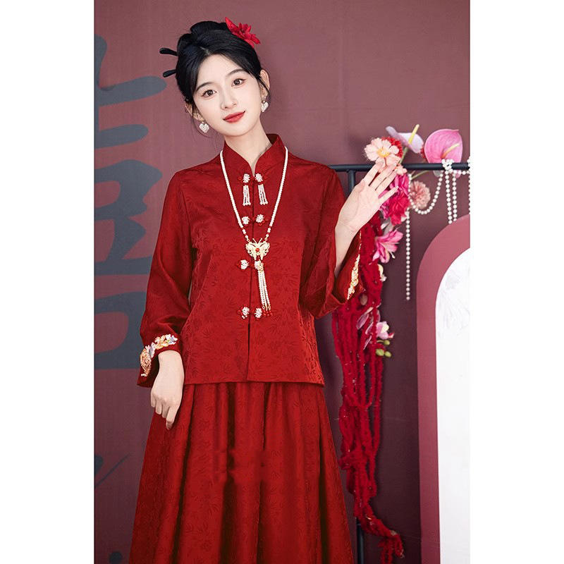 敬酒服新娘红色套装高级感订婚衣服新中式出阁秀禾服婚服结婚礼服