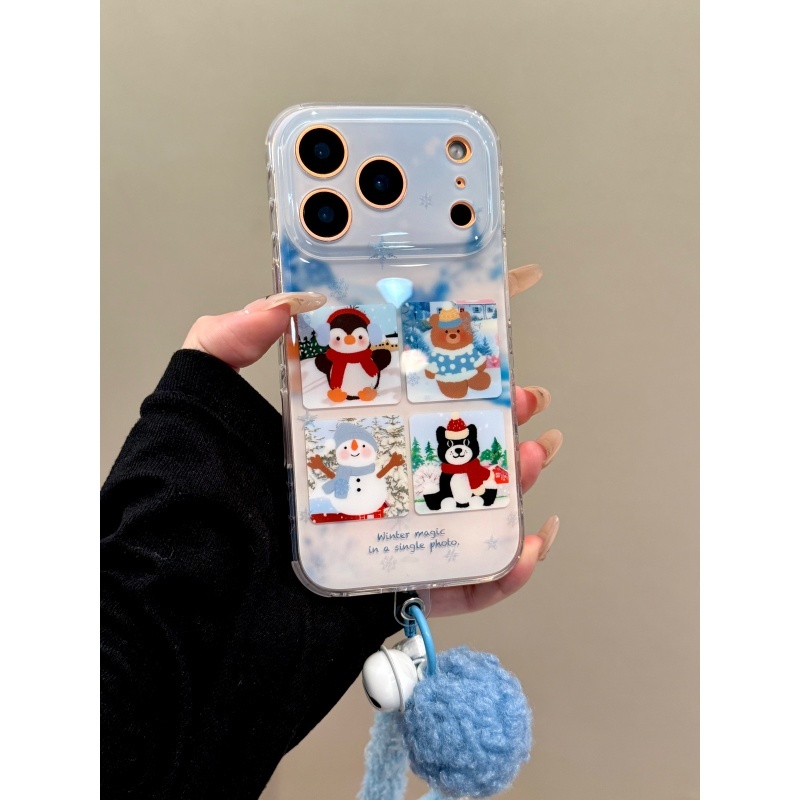 适用苹果iphone17promax晕染雪地标签16pro创意15ins14挂件手机壳