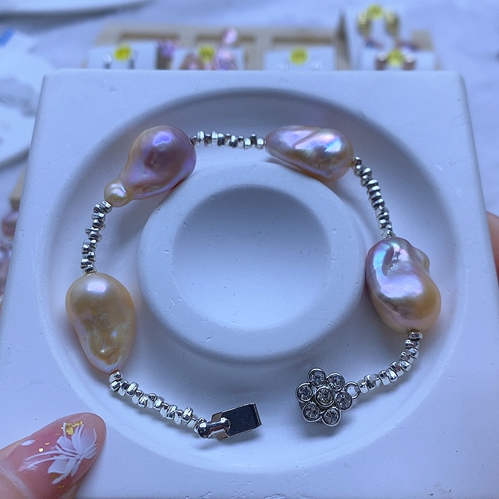 淡水珍珠耳饰银S925镶嵌