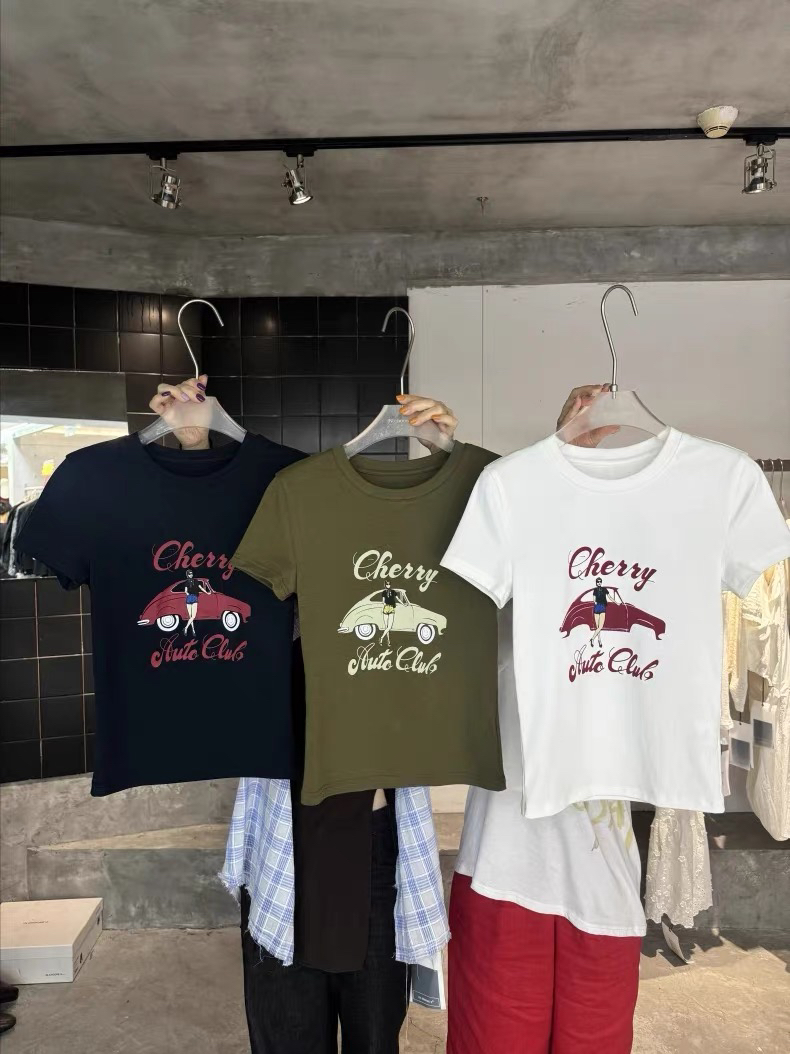 D DBAIII（清仓）韩版修身气质显瘦百搭印花T恤上衣#86820