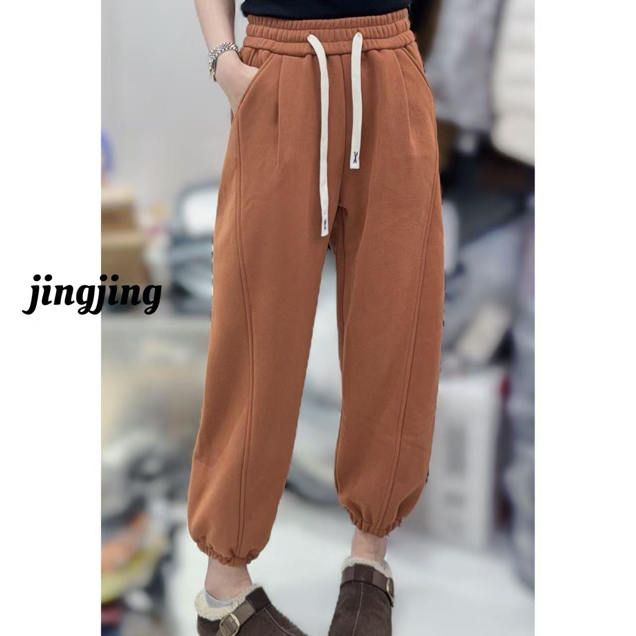 冬季新款休闲百搭彩色加绒卫裤(1802)