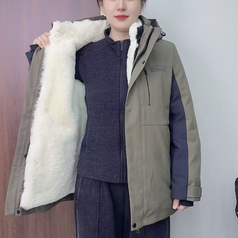 登山服羊皮毛一体男士冬季保暖加厚防风百搭冲锋衣夹克外套