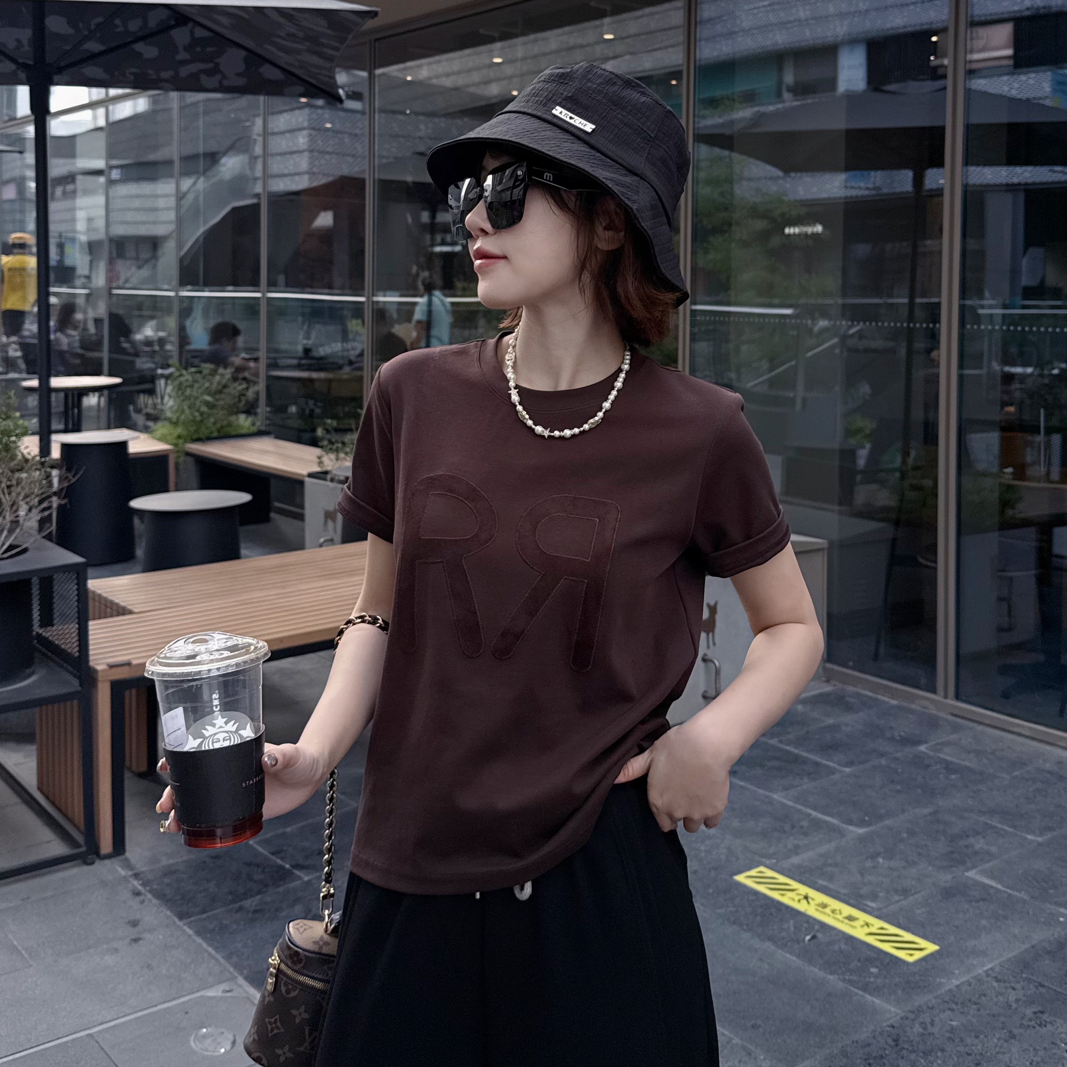 【双R字母】只出不进，夏季重工贴布绣短袖圆领时尚百搭显瘦T恤C333