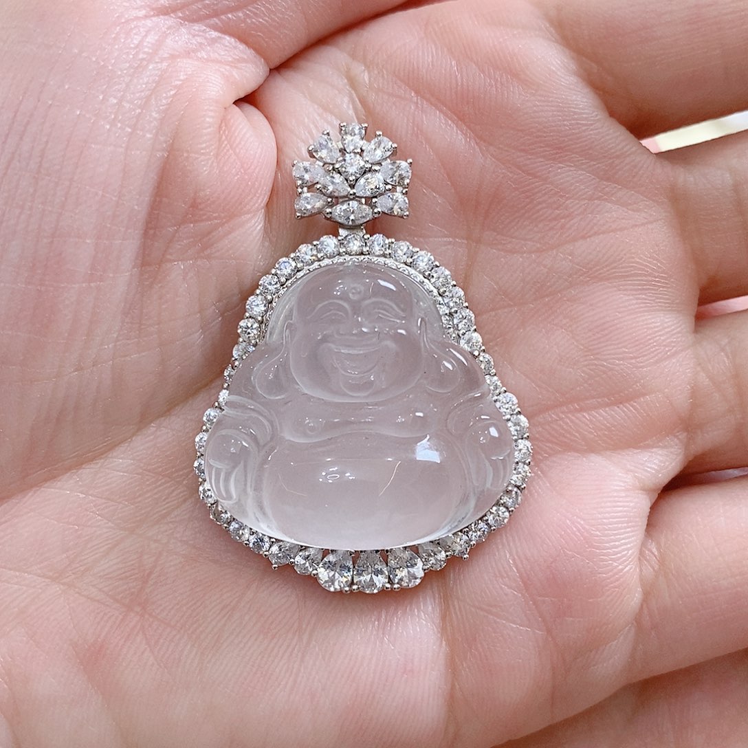 石英质玉银S925镶嵌吊坠(赠链)