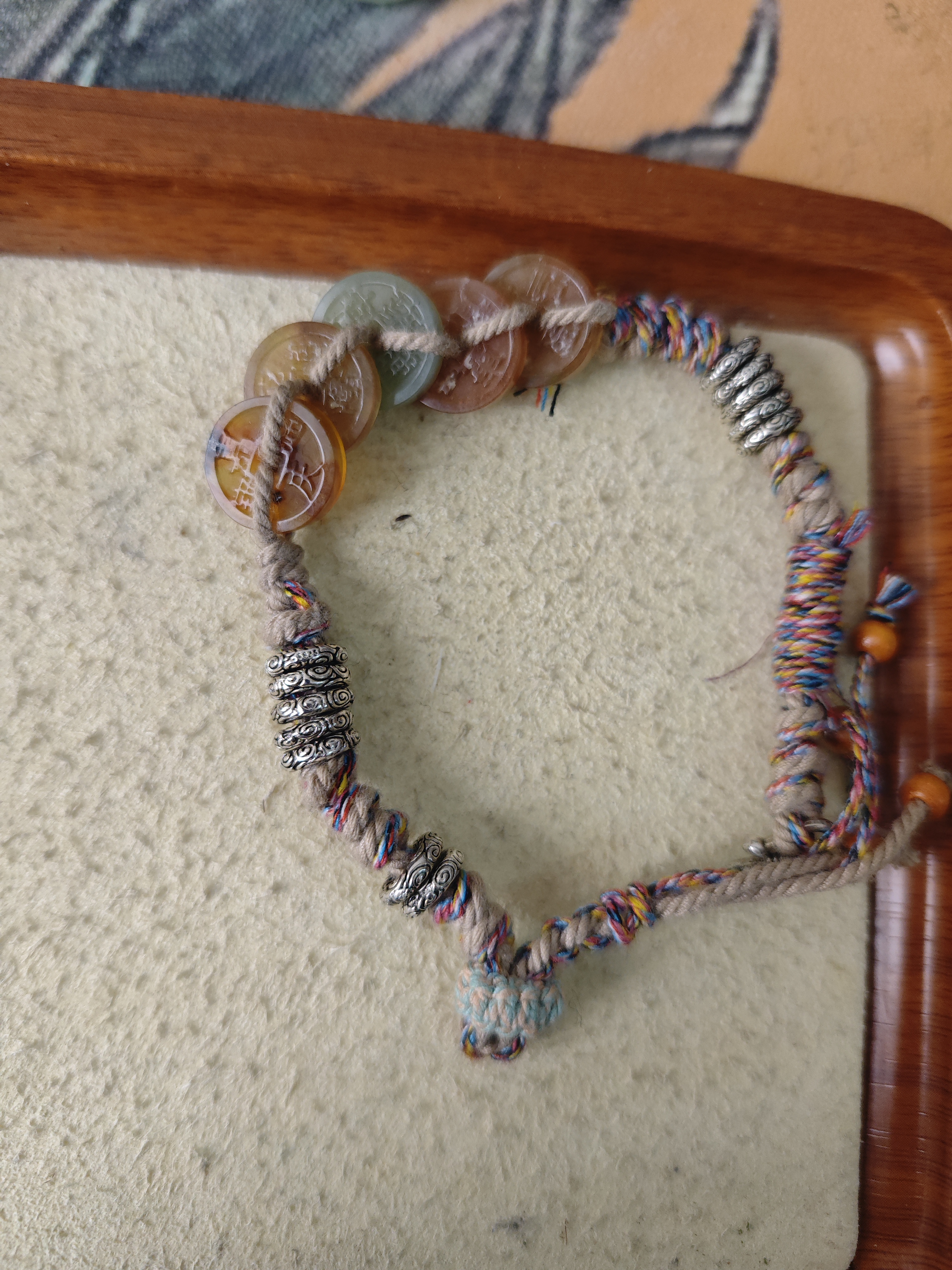 (袋鼠宝宝专拍)岫玉五帝钱手绳