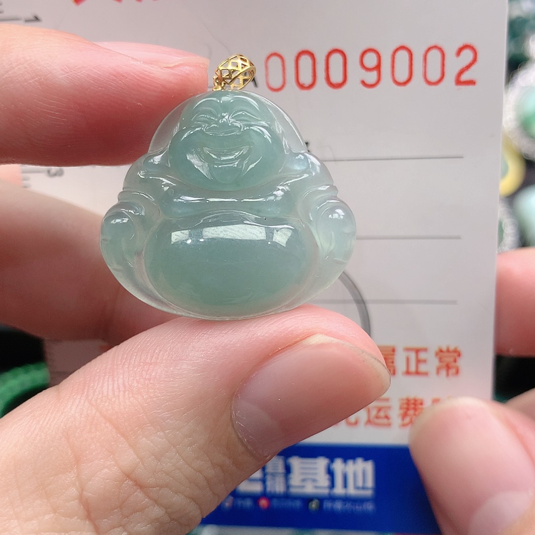 翡翠吊坠(不含链)18K金镶嵌