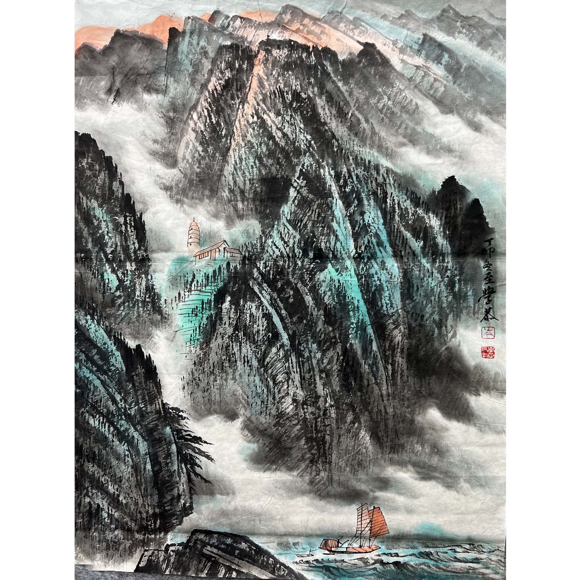 Z143 山水画 45cm*68cm 纸本原片