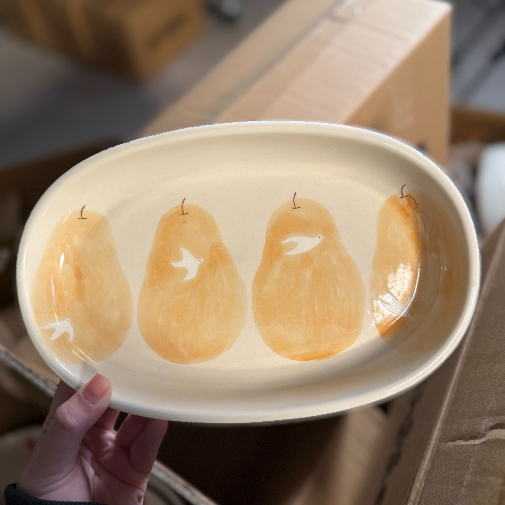 【飞鸟跃梨山】川谷原创梨子飞鸟椭圆盘大盘