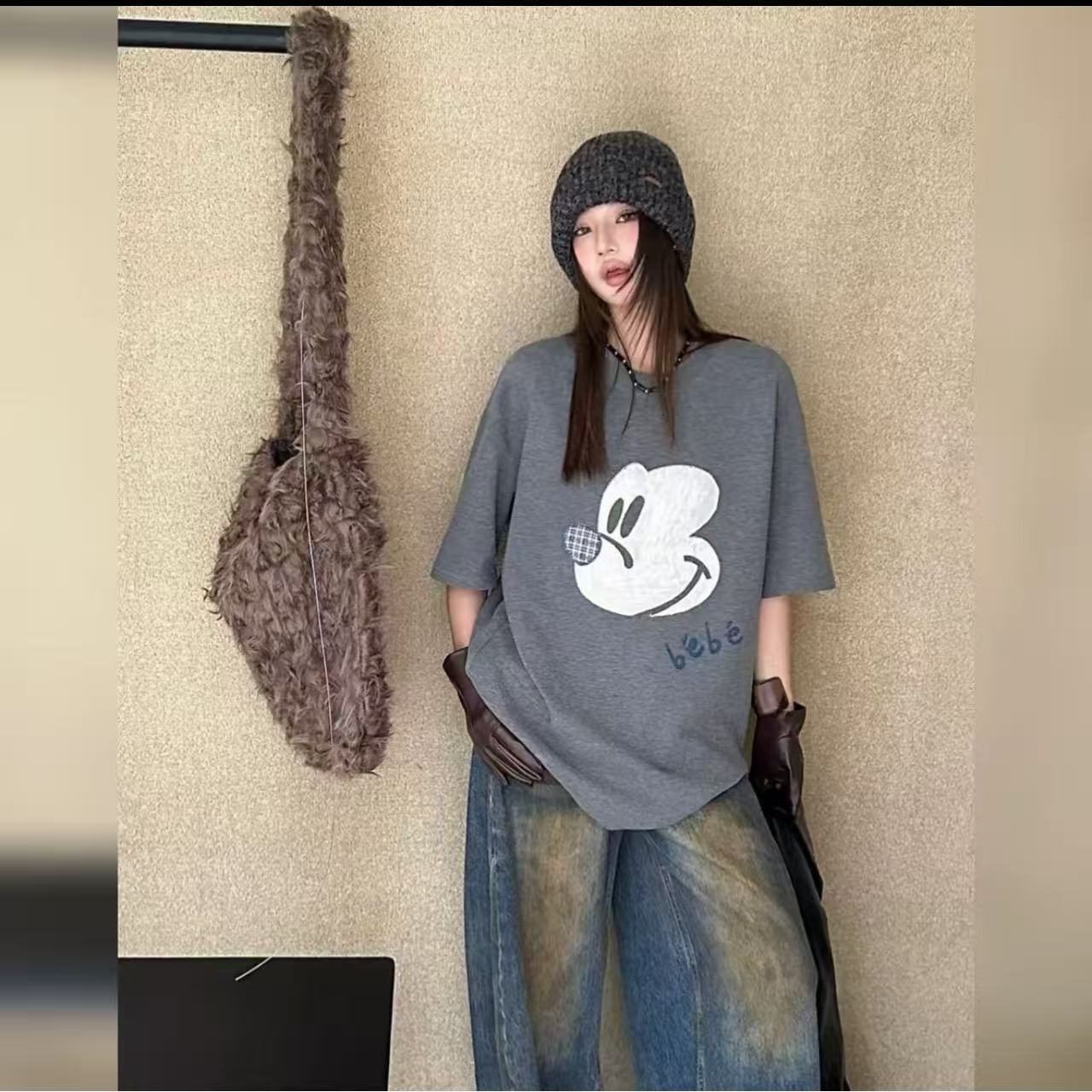 MM洋气款米奇厚款磨毛宽松短袖半袖5139-44款