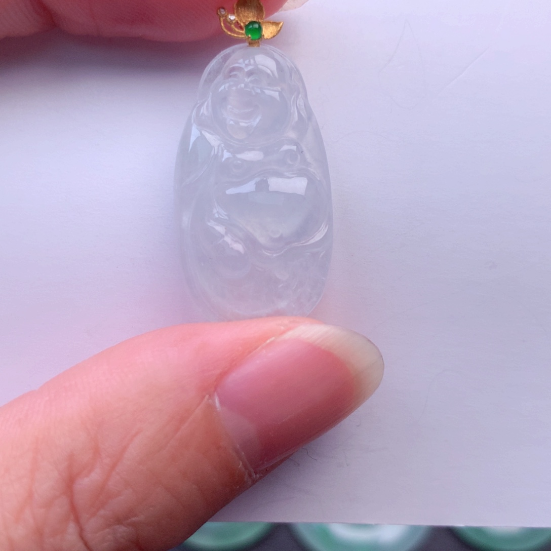 翡翠吊坠(不含链)18K金镶嵌