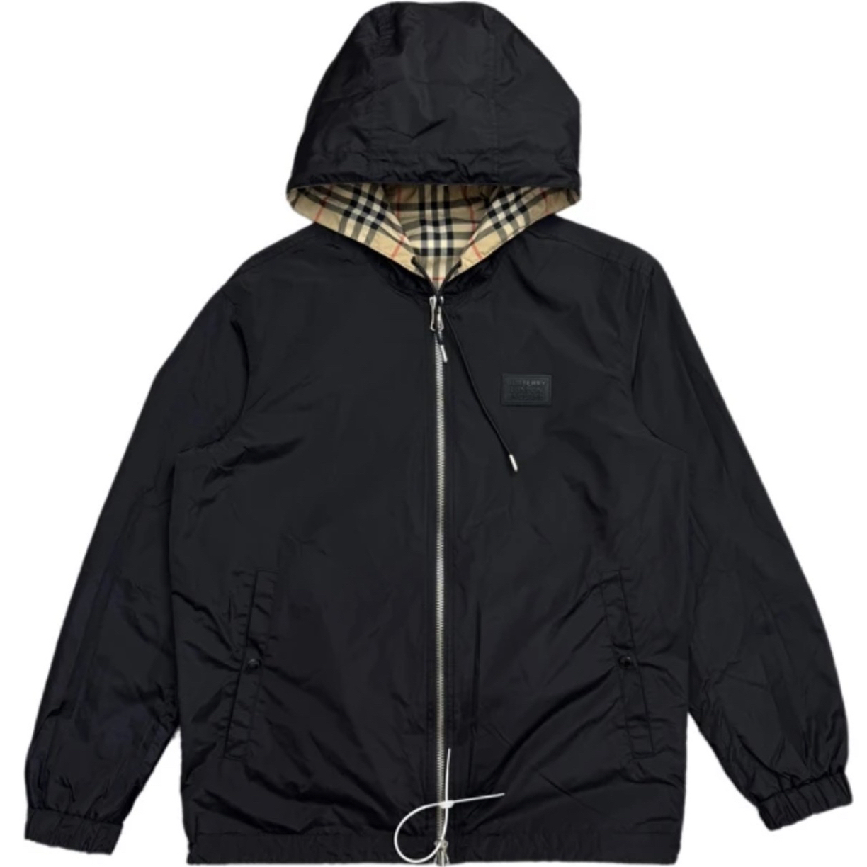 未使用 BURBERRY/博柏利 双面经典格纹胸前logo连帽外套S码