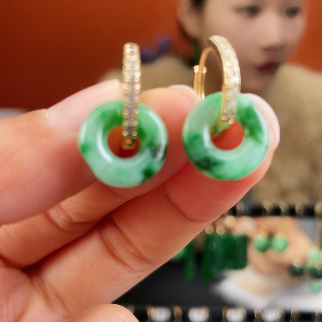 翡翠未镶嵌耳饰饰品