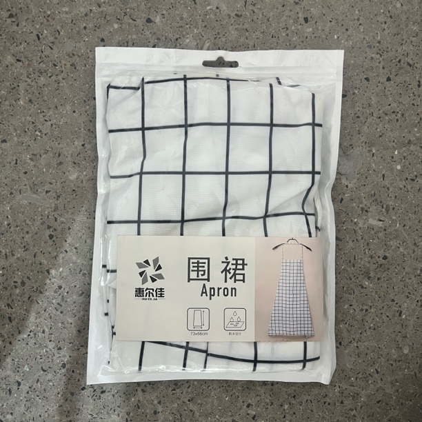 外贸高品质白色格子防水围裙 发3条
