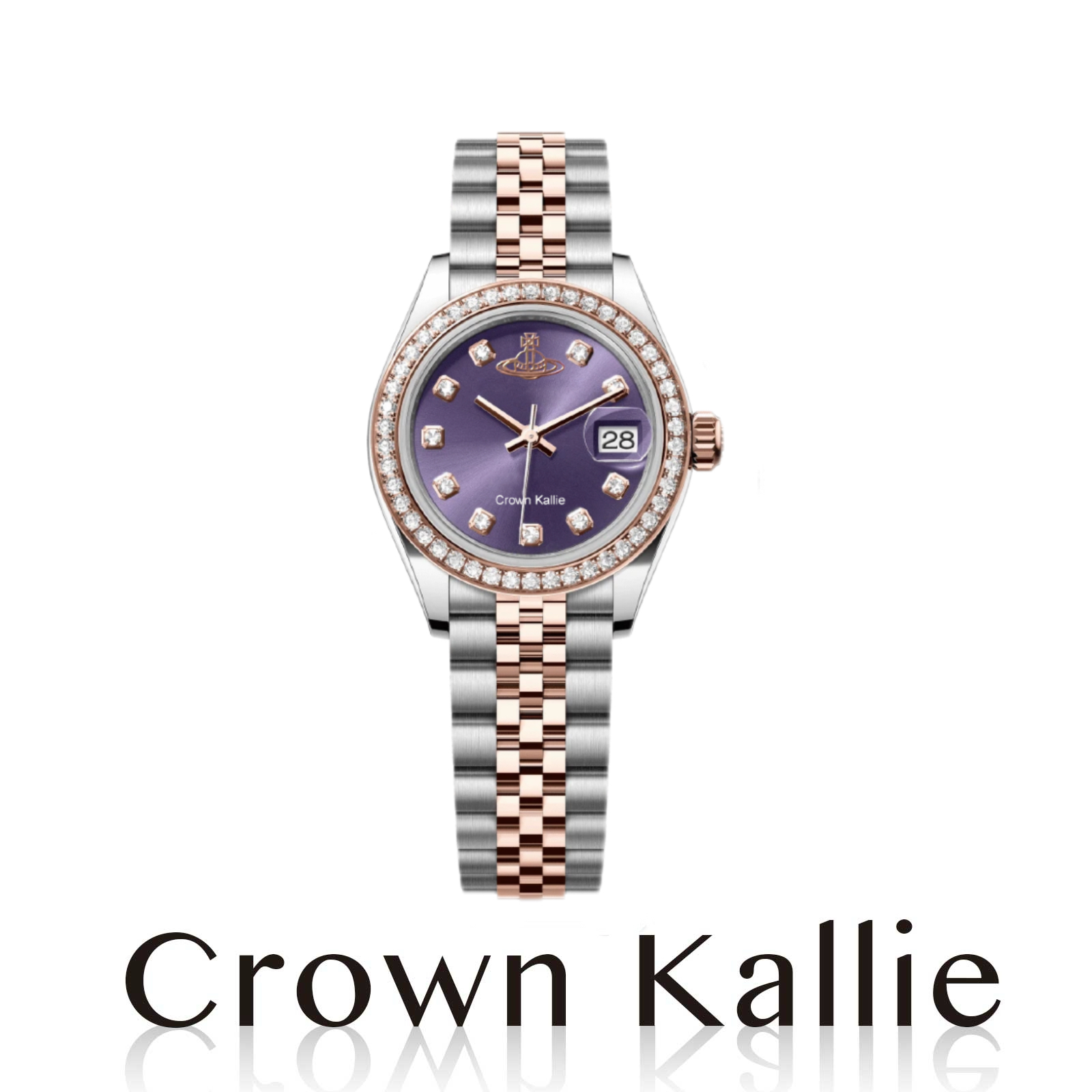 【Crown Kallie】西太联名女士土星元素间金紫玫周年限定腕表ck8140