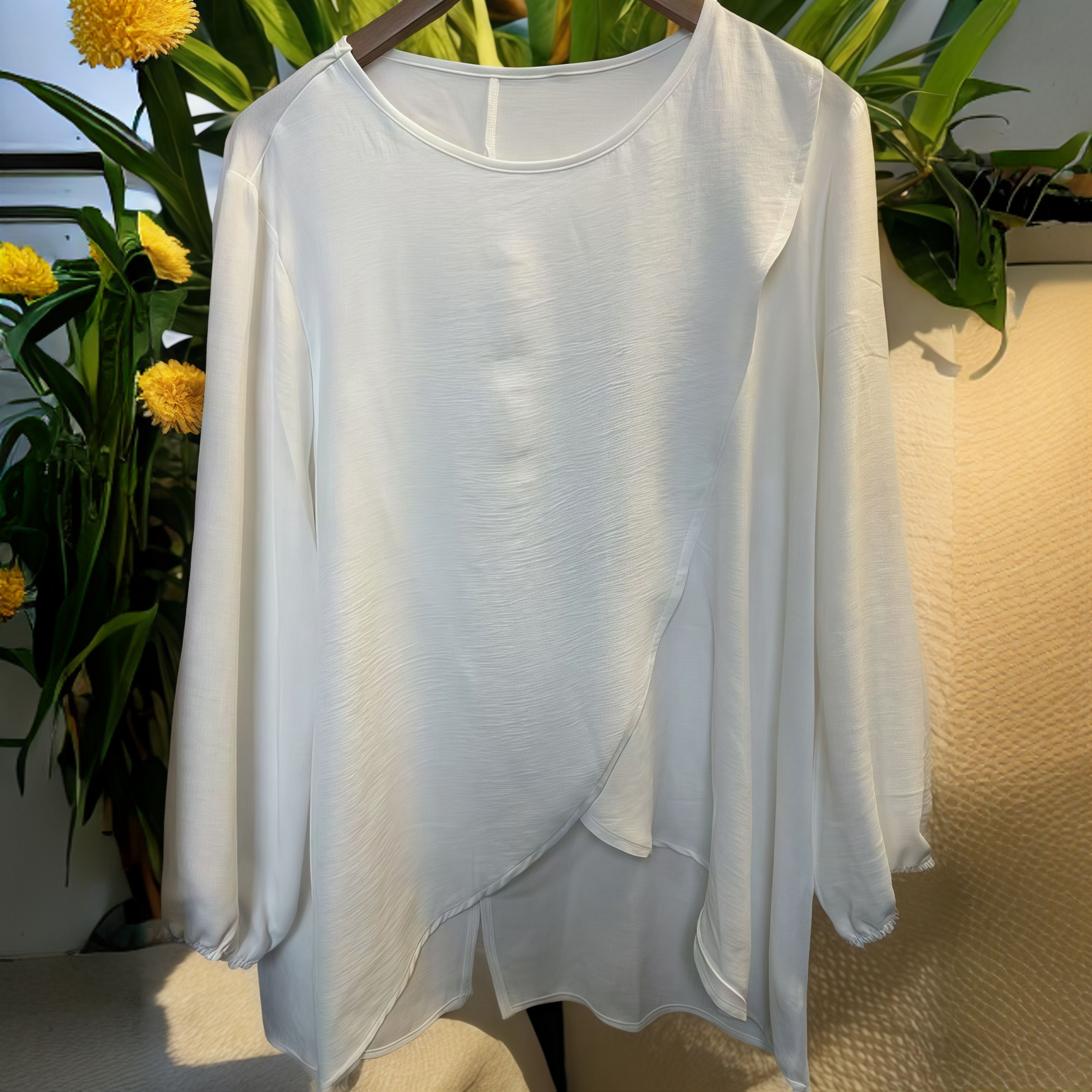 时尚百搭气质设计师宽松休闲轻奢上衣075（白色）