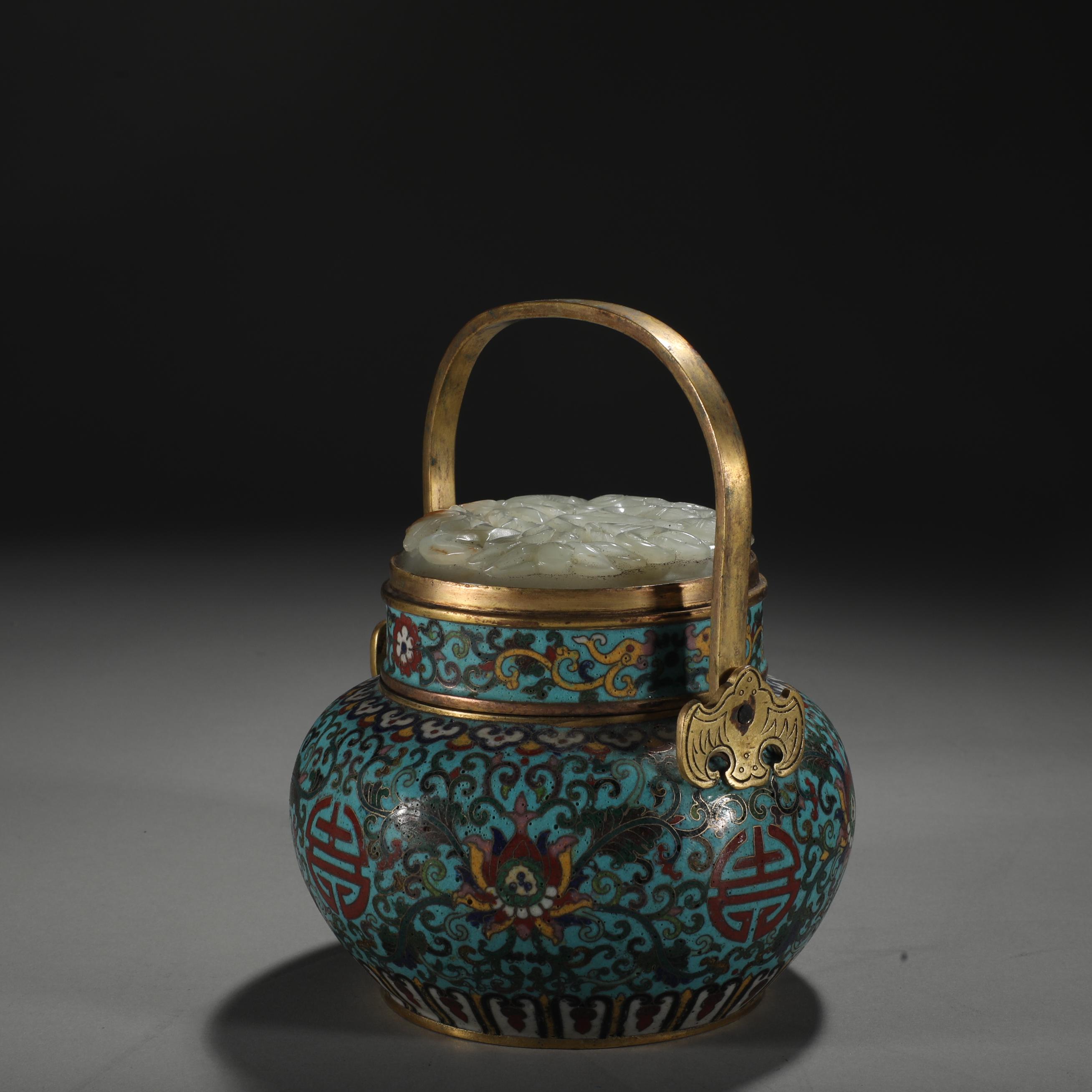 清.铜胎掐丝珐琅提梁壶