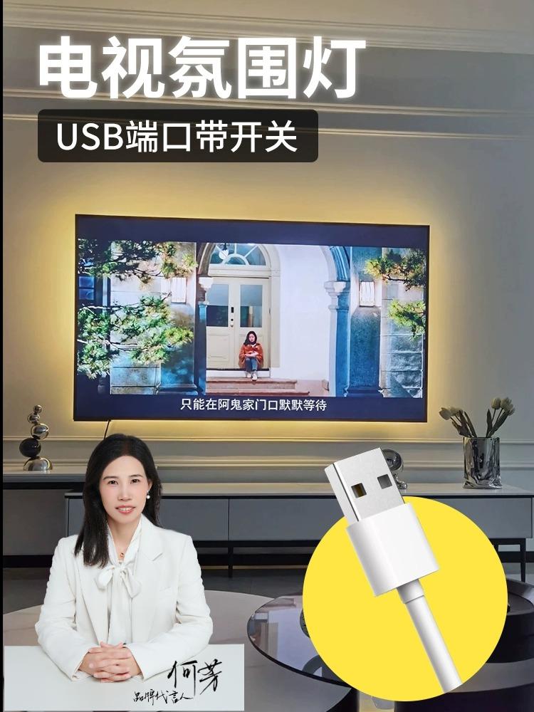 【在家玩手机不如看电视】电视氛围灯LED灯带USB接口自粘式单色灯带