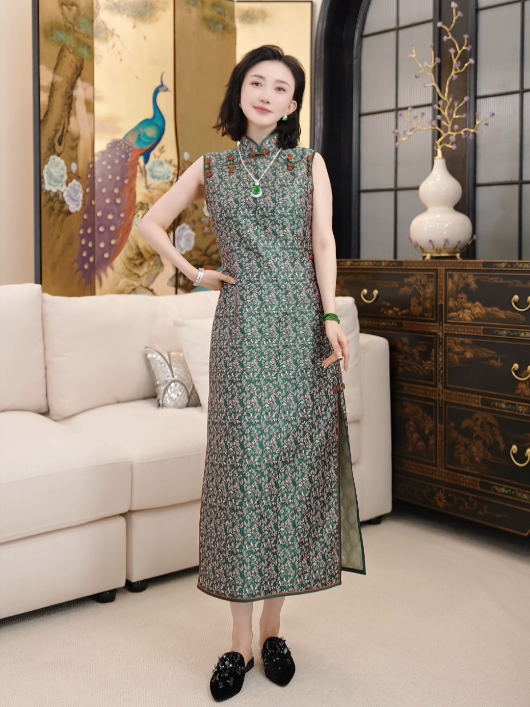 Betty Bairn【云中锦书 · 非遗蜀锦】高定桑蚕丝旗袍裙子25B-BW9853