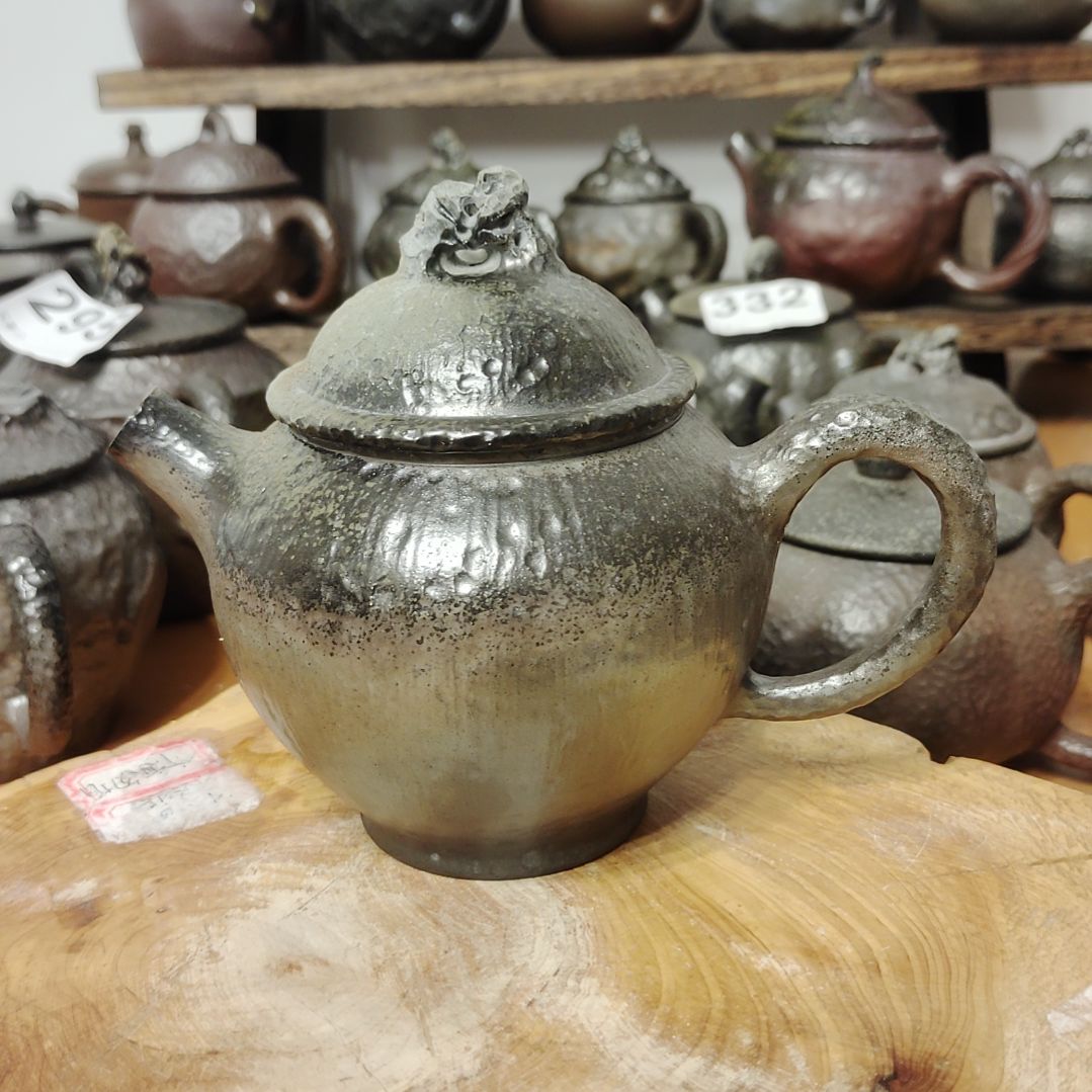 坭兴陶纯柴烧全手工太湖石茶壶微瑕280c